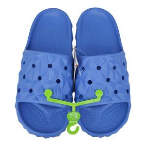 Crocs Classic Geometric Slide V2 Blue Men10 Women 12 Comfortable Slip-On Sandals
